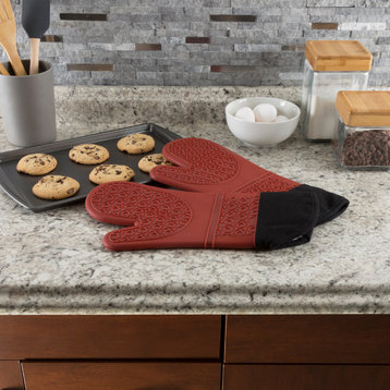 Silicone Oven Mitts Dark Red