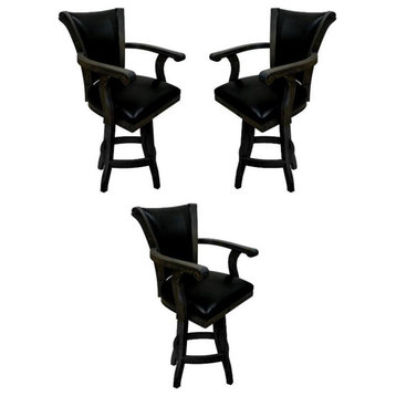 Home Square 26" Swivel Solid Wood Counter Stool in Black - Set of 3