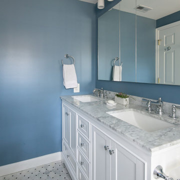 Nautical Blue Traditional Marble Bathroom