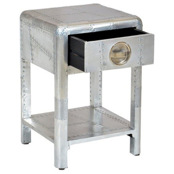 Aviator Aluminum Side Table With 1 Drawer
