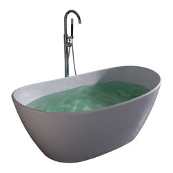 ADM Bathroom Design - ADM Curved Freestanding Bathtub, Glossy White, 64.2" - Bathtubs