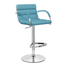 Zuri Furniture - Ego Adjustable Height Swivel Bar Stool With Chrome Base, Teal - Bar Stools and Counter Stools