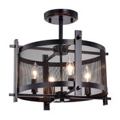 Aludra 4-Light Oil Rubbed Bronze Metal Mesh Shade Semi Flush Mount Chandelier