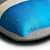 Blue & Grey Silk Color Block Patchwork 16"x16" Pillow Cover - Splendour Blue