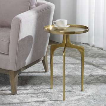 22" Teapoy Soft Gold Accent Table