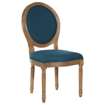Lillian Oval Back Chair, Klein Azure Fabric With Brushed Frame