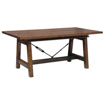 Lexicon Holverson Wood Dining Room Table in Rustic Brown and Gunmetal