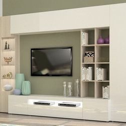 Italian Wall Unit EGO | White & Sonoma Oak - $1,895 - Entertainment Centers And Tv Stands