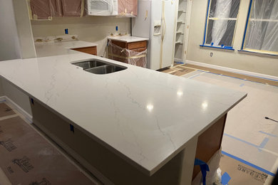 Kitchen and Bathroom Countertop Installation with Bellas Surfaces "Grant" Quartz