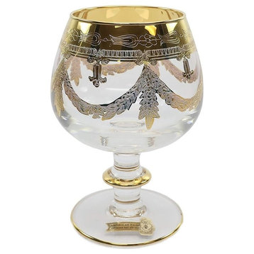 Interglass Italy 2pc Luxury Crystal Glasses, Vintage Design Gold-Plated (Cognac)