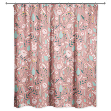 Winding Flowers 71x74 Shower Curtain