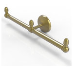Allied Brass - Monte Carlo 2 Arm Guest Towel Holder, Satin Brass - This elegant wall mount towel holder adds style and convenience to any bathroom decor. The towel holder features two arms to keep a pair of hand towels easily accessible in reach of the sink. Ideally sized for hand towels and washcloths, the towel holder attaches securely to any wall and complements any bathroom decor ranging from modern to traditional, and all styles in between. Made from high quality solid brass materials and provided with a lifetime designer finish, this beautiful towel holder is extremely attractive yet highly functional. The guest towel holder comes with the 12 inch bar, a wall bracket with finial, two matching end finials, plus the hardware necessary to install the holder.