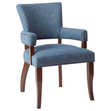 Madison Park Armed Transitional Dining Chair, Blue