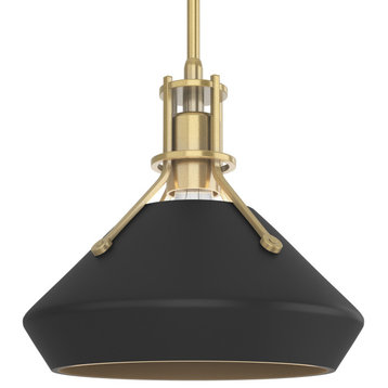 Henry with Chamfer Pendant, Modern Brass, Black Accents