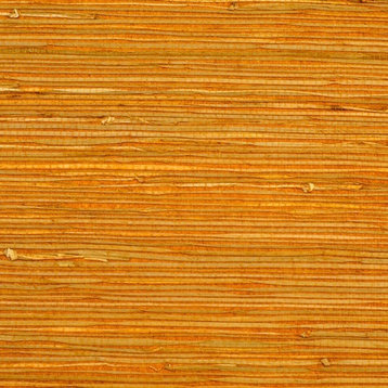 Rush Fine Orange Grass Cloth Wallpaper, Double Roll