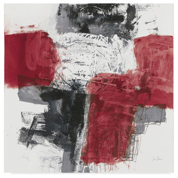 "Action I Red Black Sq" by Jane Davies, Canvas Art, 35"x35"