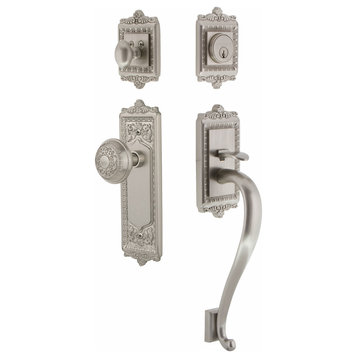 Egg and Dart Plate S Grip Entry Set Egg and Dart Knob, Satin Nickel