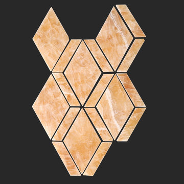 Honey Onyx Diamond Waterjet Tile Mosaic