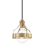 Mitzi by Hudson Valley Lighting - Violet 8.75" 1-Light Pendant, Aged Brass - Violet uses industrial textures in a design that is more modern than Machine Age.