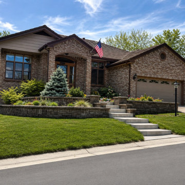 Modern Front Yard Curb Appeal with Sloped Lawn Steps