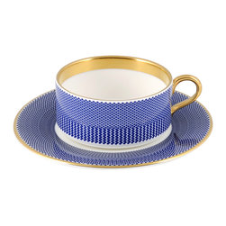 The New English - The New English Benday Cobalt Teacup and Saucer - Teacups
