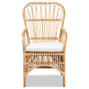 Modern and Contemporary Natural Finished Rattan Armchair