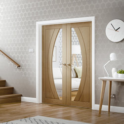 Salerno Oak Rebated Pair with Clear Glass - Internal Doors