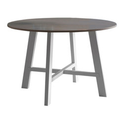 YumanMod - THUNDER, Circular Dining Table, Fixed, Painted Steel Base, Oak Wood Veneer Top - Dining Tables