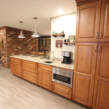 Traditional Kitchen with Quartz Countertop, Window Seat and Coffee Bar