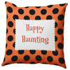 Happy Haunting Dots Indoor/Outdoor Throw Pillow, Traditional Orange, 20"x20"