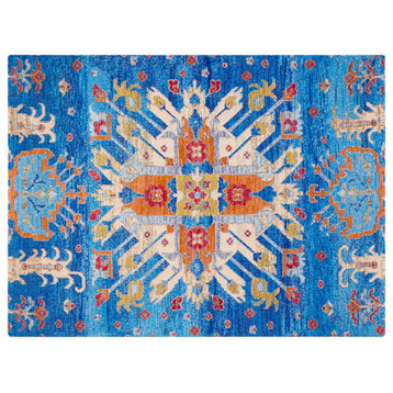Las Cruces Blue and Orange Rug'd Chair Mat, 40"x54", .5" Pile Height