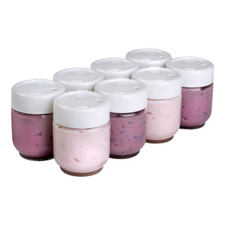 Euro Cuisine GY2640 Glass 6 Oz Yogurt Jars for Homemade Yogurt 8 Jars