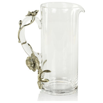Soroa 9.5" Tall Orchid Pewter & Glass Pitcher
