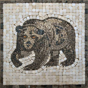 Mosaic Designs, Brown Illustrated Bear, 24"x24"