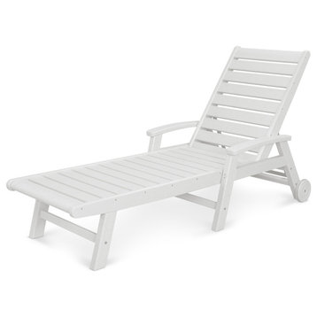 POLYWOOD Signature Chaise With Wheels, White