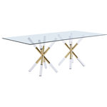 Meridian Furniture - Mercury Dining Table with Acrylic and Gold Legs, Rectangular Glass Top - Elegant and eye-catching, the stunning acrylic/gold Mercury Dining Table from Meridian Furniture is the perfect addition to any space.