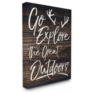 "Go Explore The Great Outdoors Antlers" 24x30, Large Stretched Canvas Wall Art