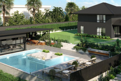 Exterior 3D Render Luxurious Pool Area Coomera QLD 4209