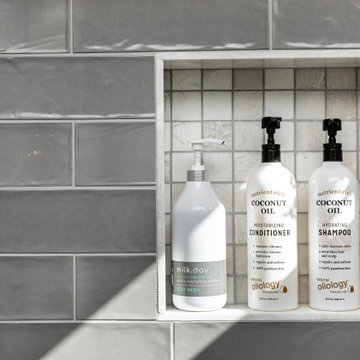 Shower Niche with Coconut Oil Products