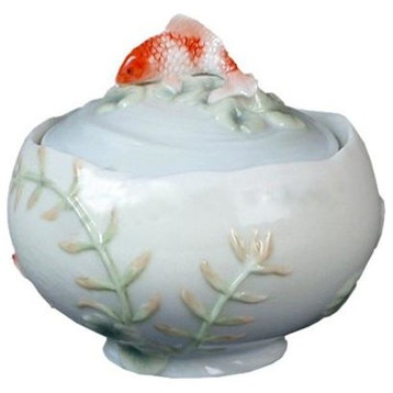 Koi Sugar Jar, Home Accent, Fine Porcelain