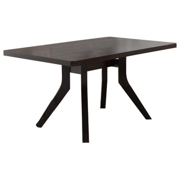 Benzara BM240835 Dining Table With Wooden Top and Angled Legs, Brown