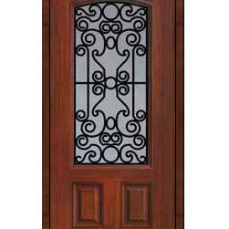 Entry Single Door 80 Fiberglass Genoa 2 Panel Arch Lite - Front Doors