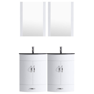 60" White Vanity, 30" Double Sink Bases, LV5-C11-60-W