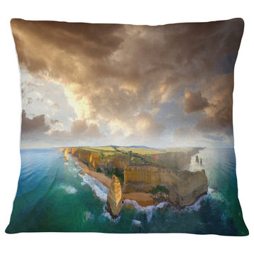 Great Ocean Road Australia Blue Seascape Throw Pillow, 18"x18"