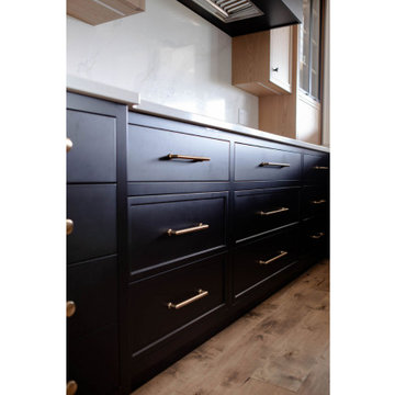 Bronze & Boldness: Black Cabinets and Honey Bronze Hardware Close-Up