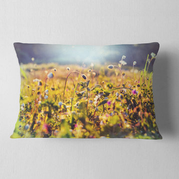 Summer Flowers on Sunny Day Floral Throw Pillow, 12"x20"