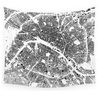 Society6 Paris Map Schwarzplan Only Buildings Wall Tapestry, Medium, 68"x80"