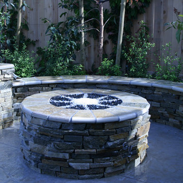 Stone Seat Wall and Fire Pit