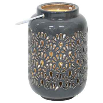 7.5In Led Shell Ceramic Lantern