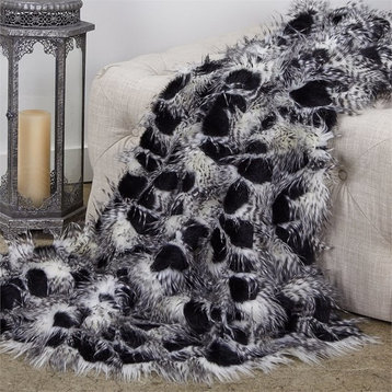 Plutus Porcupine Black and White Faux Fur Luxury Throw